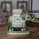 Vintage elephant ashtray in glazed ceramic – Green, cream and blue – Asian decor