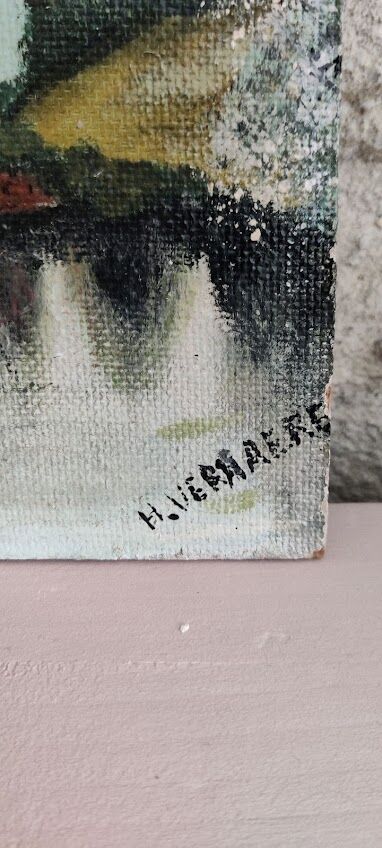 Painting on wood signed