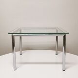 Table d'appoint en chrome et verre, 1979