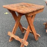 Pair of vintage folding wooden stools from Tyrol mountain