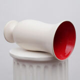 Red interior white ceramic vase