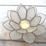 Mother-of-pearl and brass candlestick