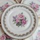 Set of 5 flat plates in Limoges porcelain – Floral decoration and gilding