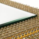 1960s brass wall backlit mirror, frame with glass beads by Palwa