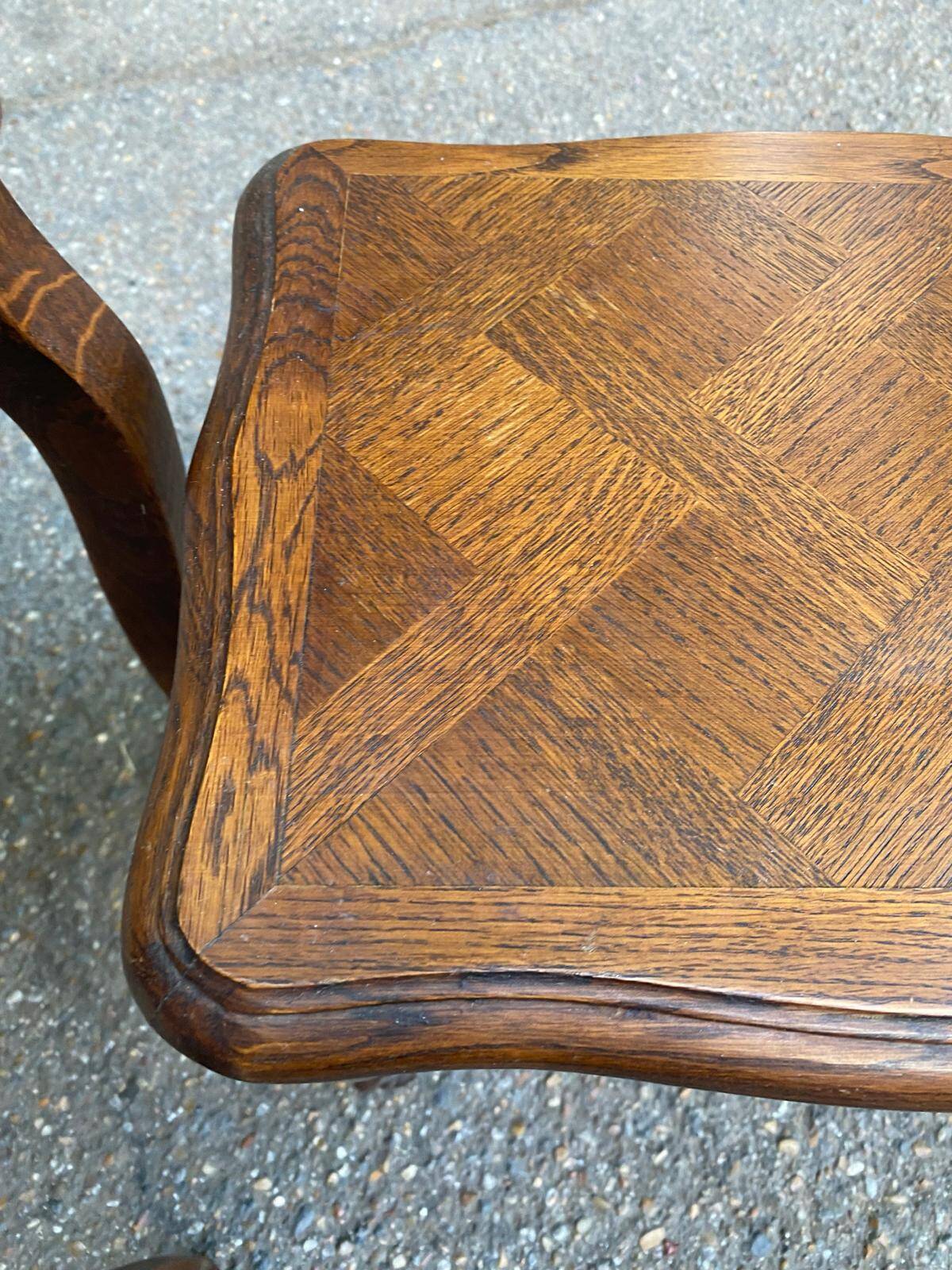 2 tables gigognes Louis XV en chêne massif et marqueterie 1960