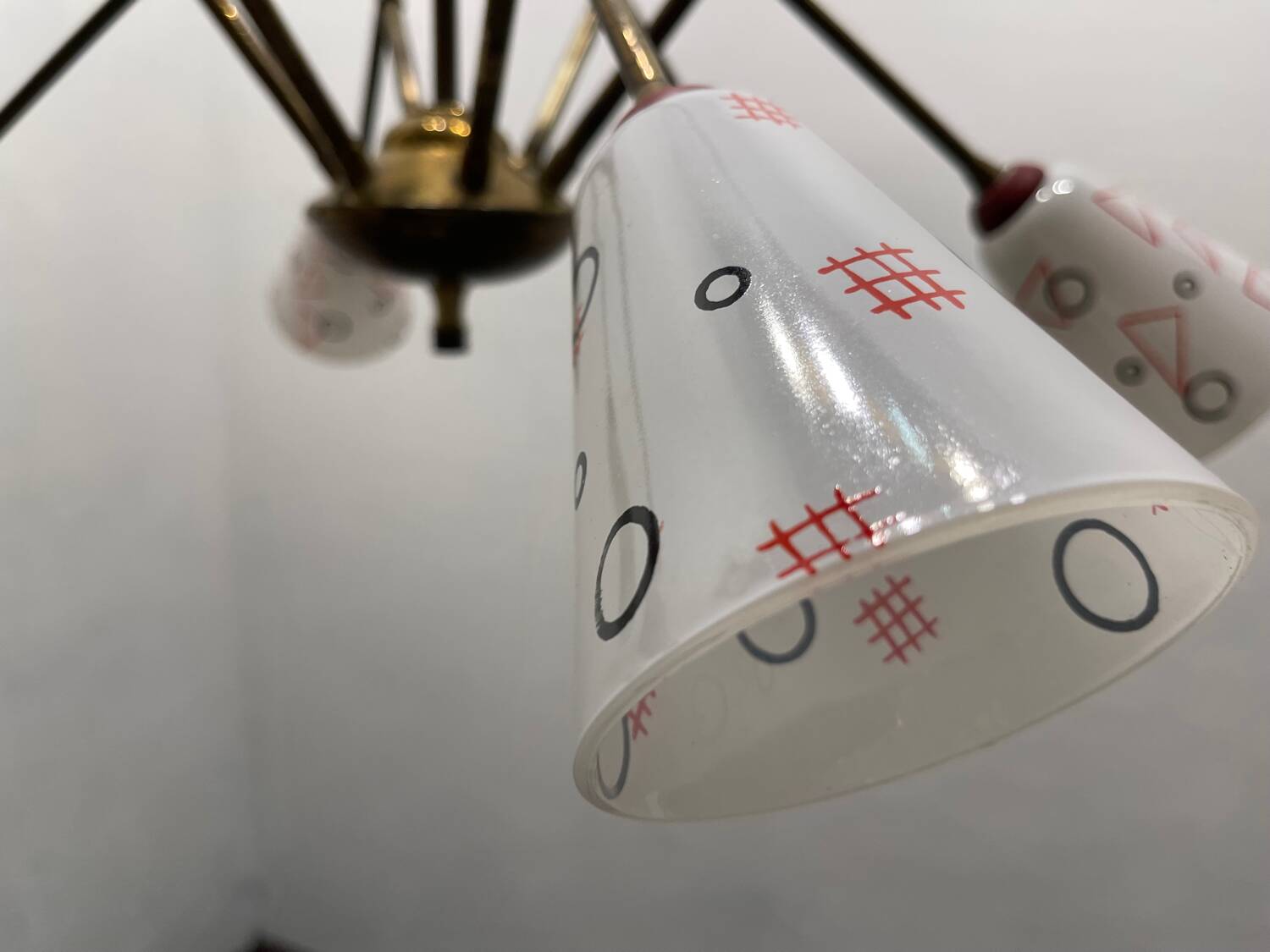 Italian Geometric Bronze chandelier 1950’s