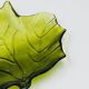 Vintage green glass leaf catchall from the 1970s.