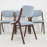 1960s Set of Four TON Beech Bentwood Dining Chairs in Bouclé, Czechoslovakia
