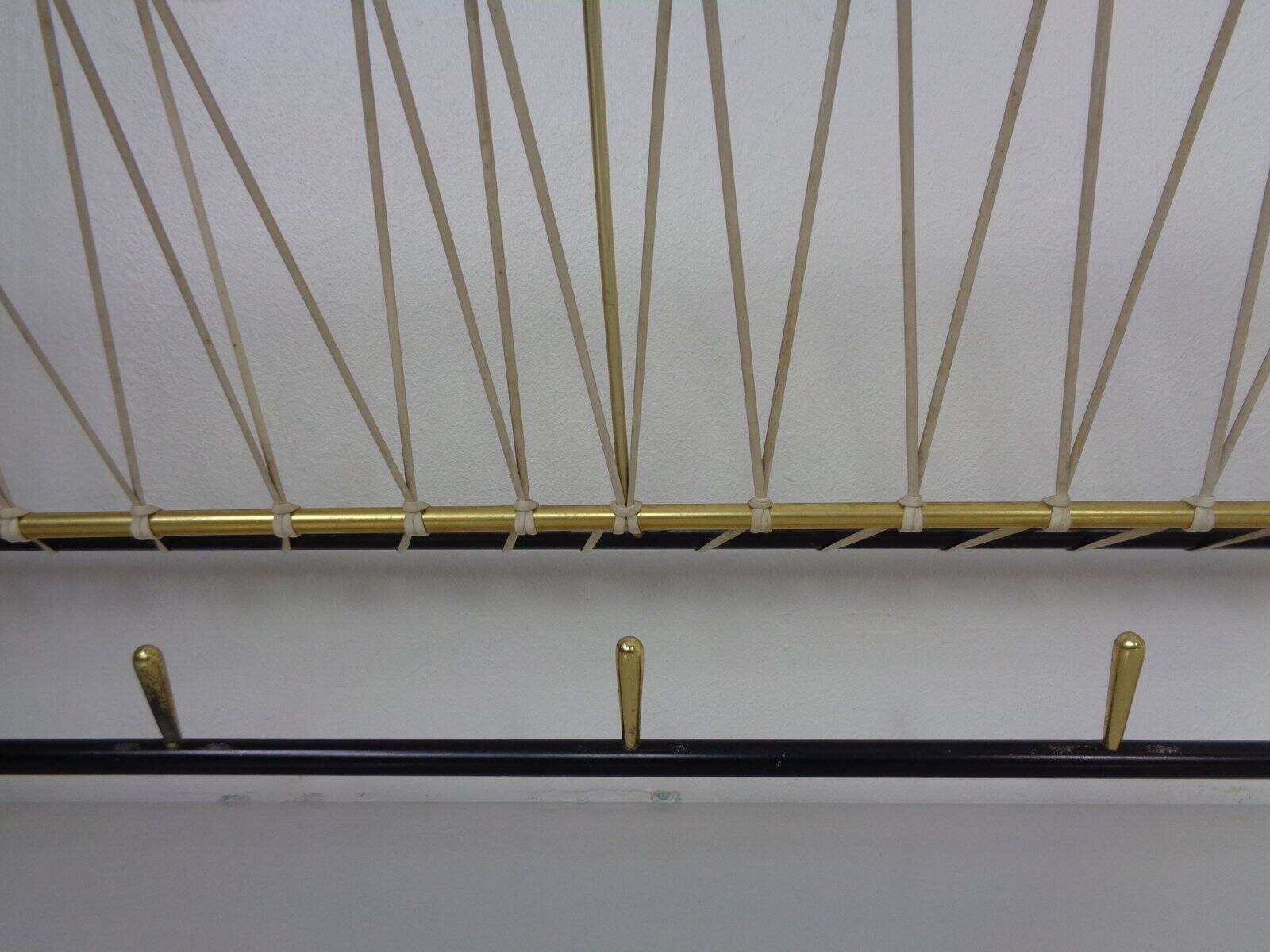 Vintage German wall coat rack with hat rack, 1950s