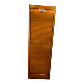 Narrow vintage wooden cabinet with roller shutter 'Soennecken'