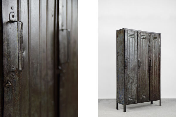 Armoire d'usine industrielle vintage en métal, années 1950