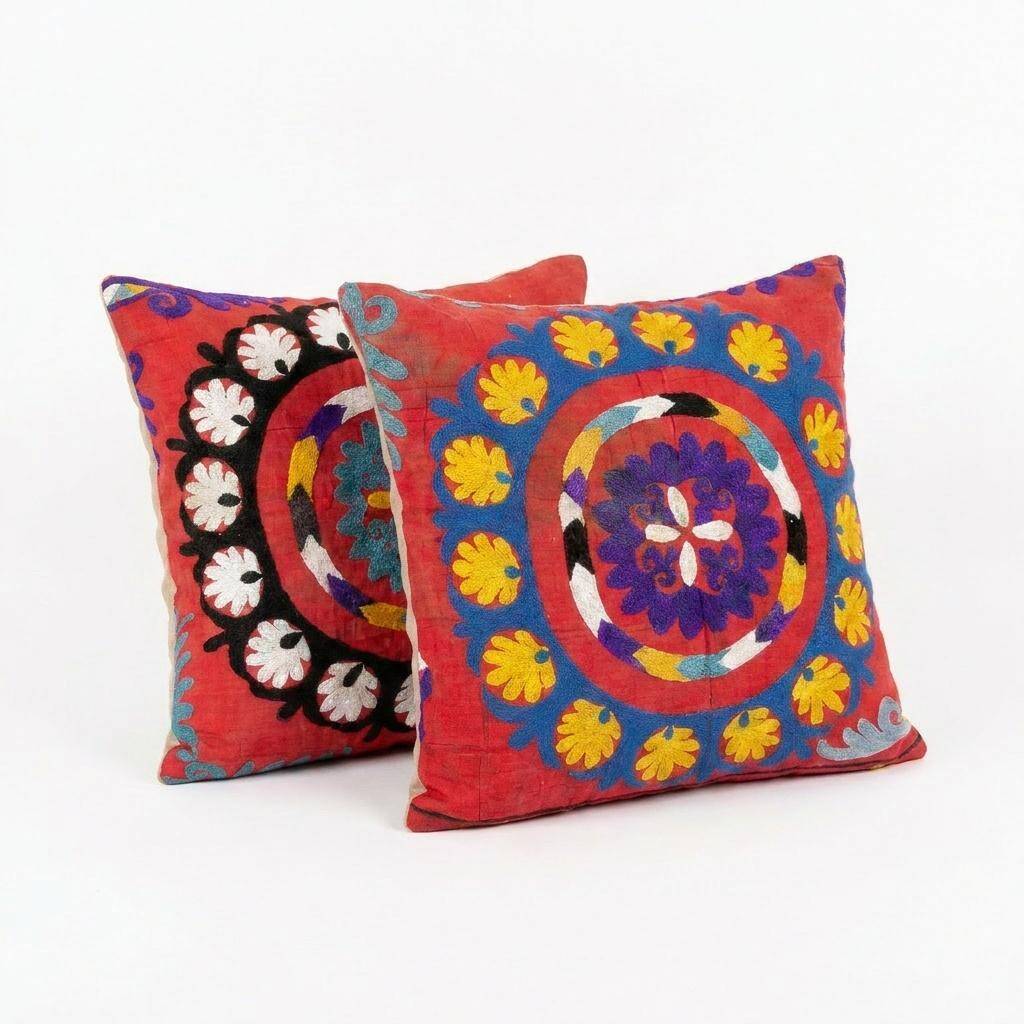 Set of 2 vintage embroidered cushion covers 53x56 cm