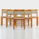 Set of six solid pine vintage mid century modern dining chairs by Danish Thorsø Møbelfabrik, 1960s