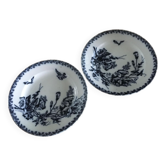 2 semi-deep plates in Onnaing earthenware, “Liseron” model