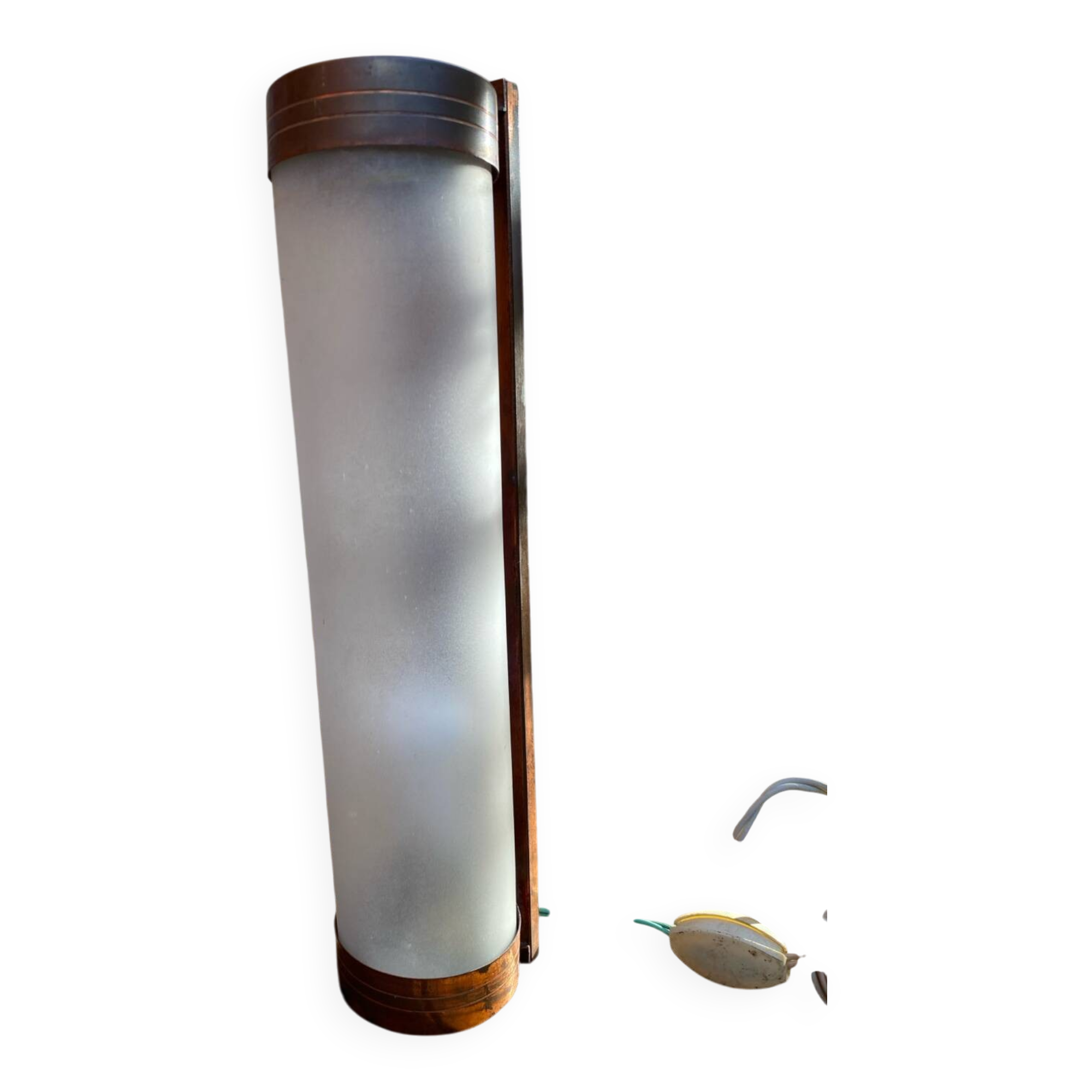 Bauhaus satin glass tube wall light from around 1930.