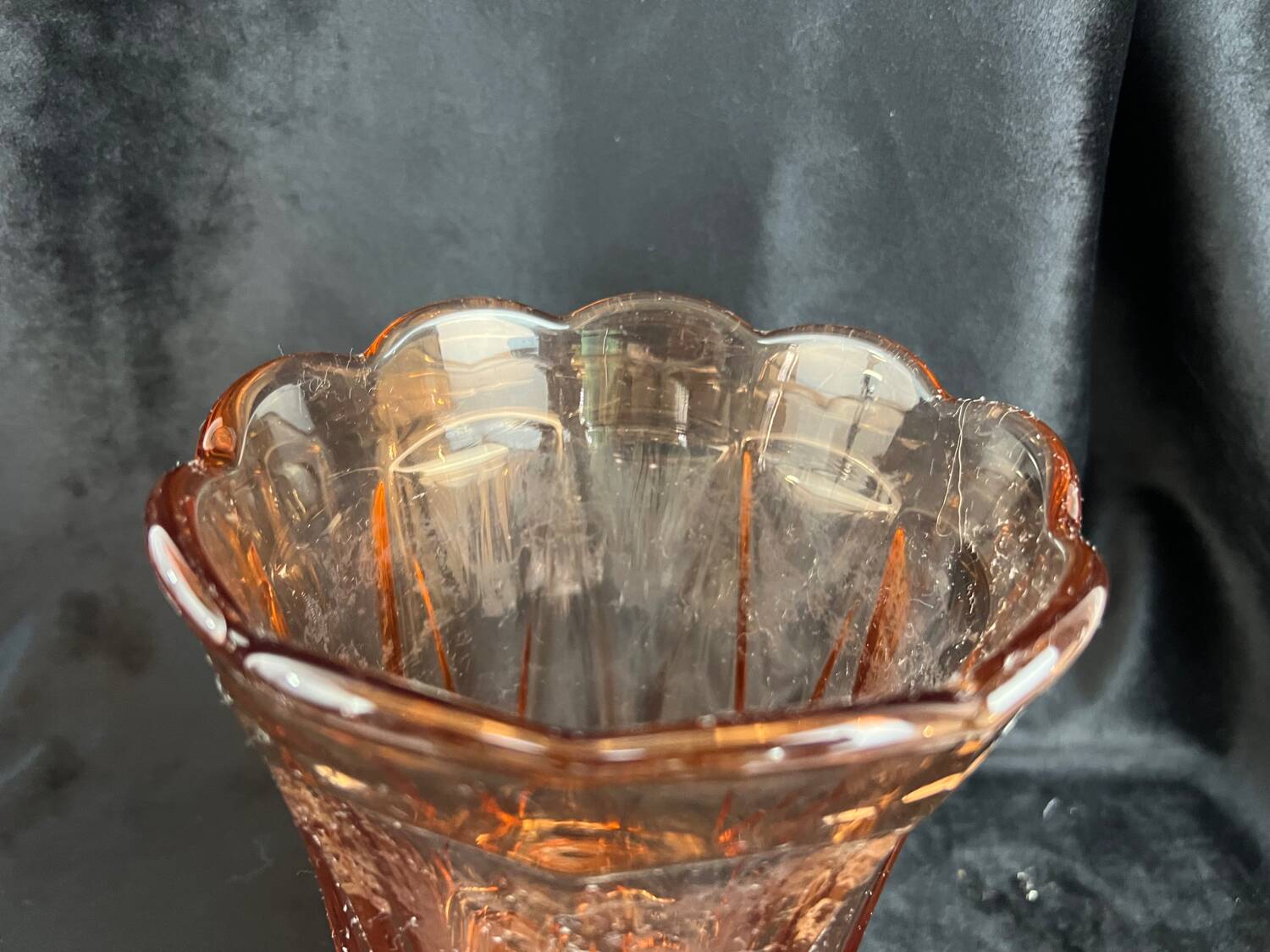 Old large pink glass vase circa 1960