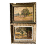 Pair of Impressionist Oil Paintings of Vintage and Antique Landscapes