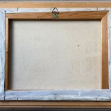 Painting "Lake and wooded landscape" HST signed Vernet + frame