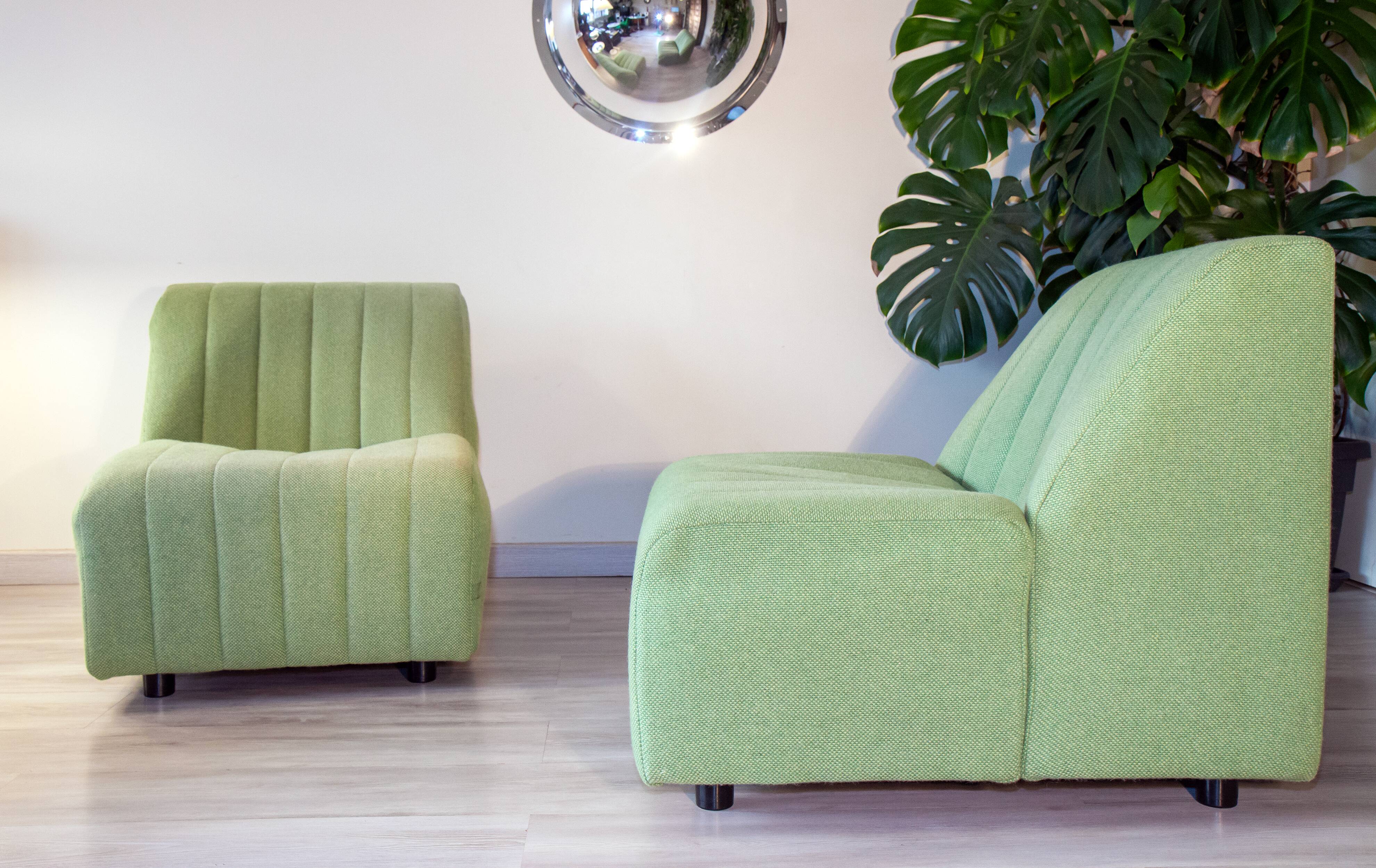 Armchair 1980s water green wool fabric