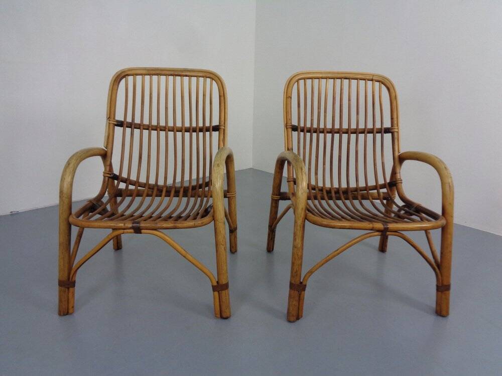 Set of Italian Bamboo Armchairs, 1970s
