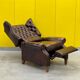 Brown vintage handmade chesterfield recliner armchair