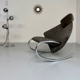French design rocking chair in fabric and metal from the 70s/80s