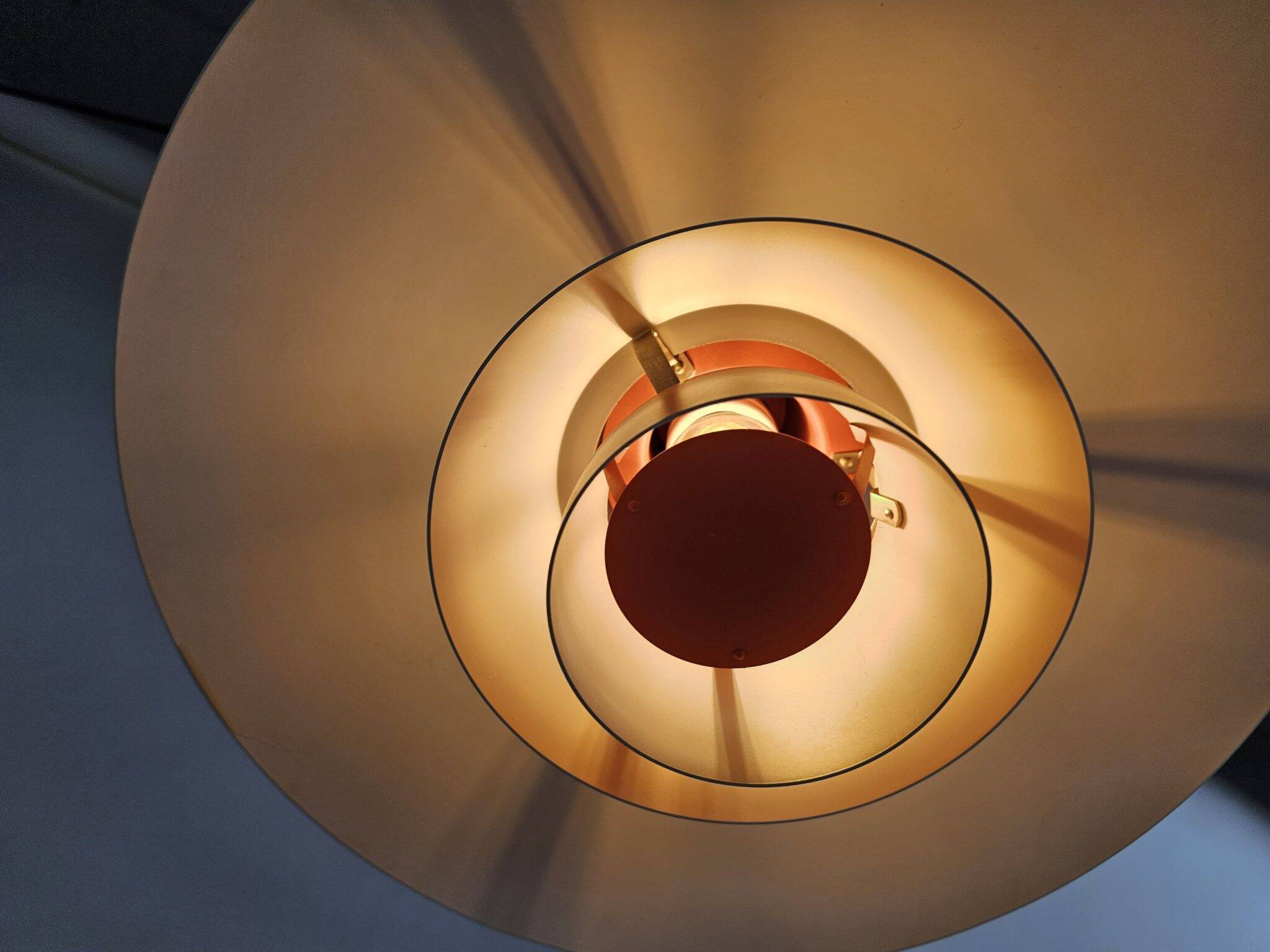 Louis Poulsen PH 4/3 pendant lamp orange metal shades by Poul Henningsen