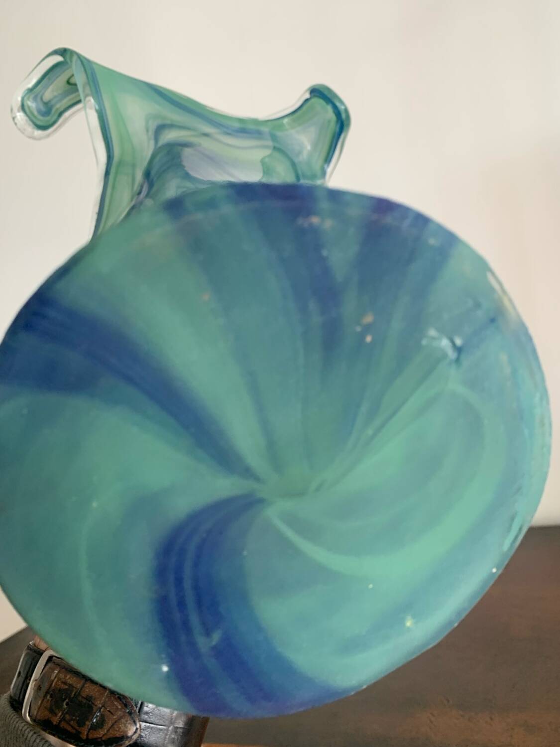 Vase vintage en verre de Murano bleu