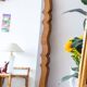 Very large vintage mirror in scrolled solid oak