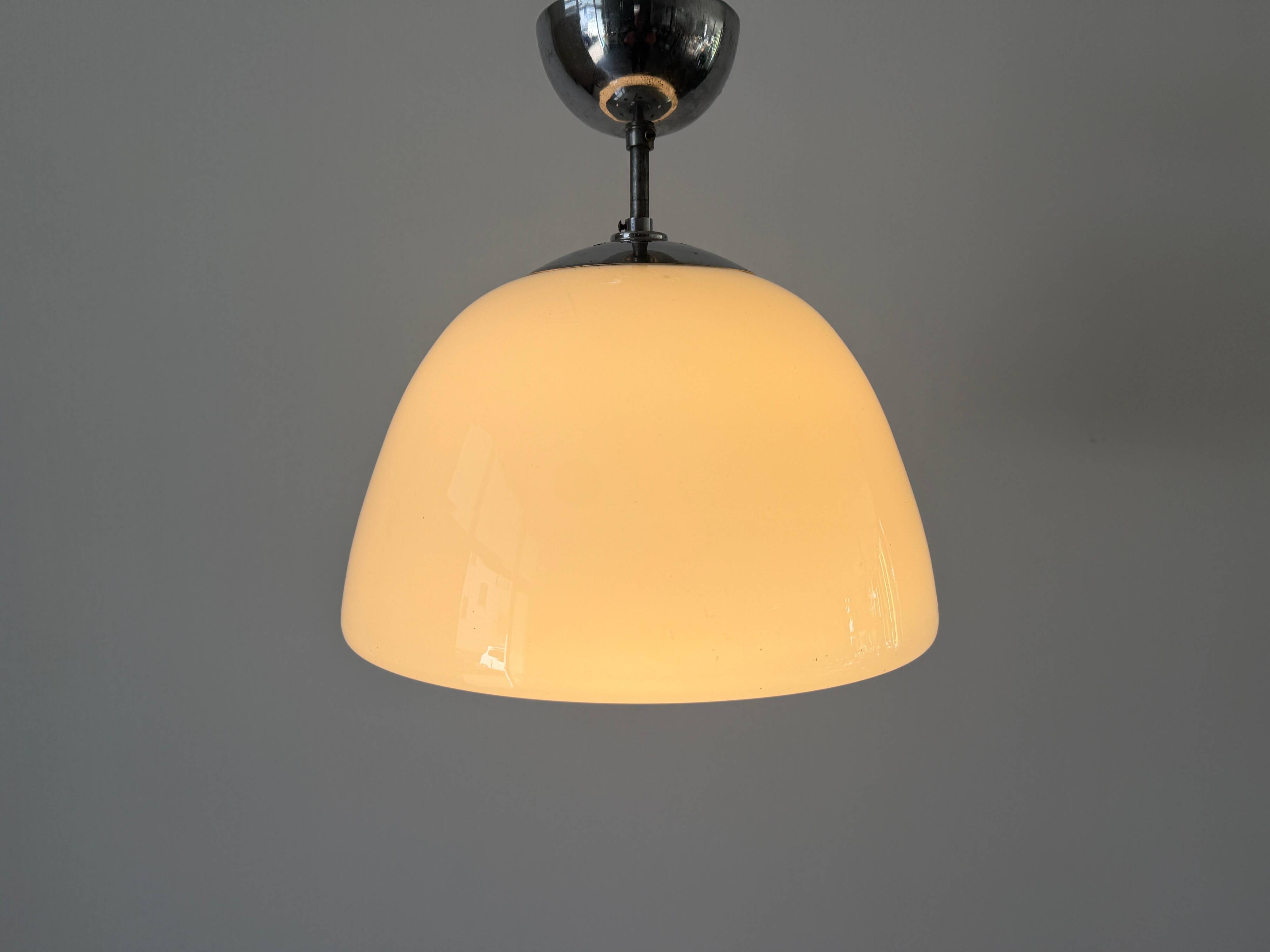 Opal glass ceiling light in Bauhaus style, Art Deco, 1940s, Germany