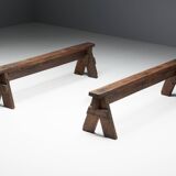 Bancs d'Art Populaire Brutaliste, France, 19ème Siècle