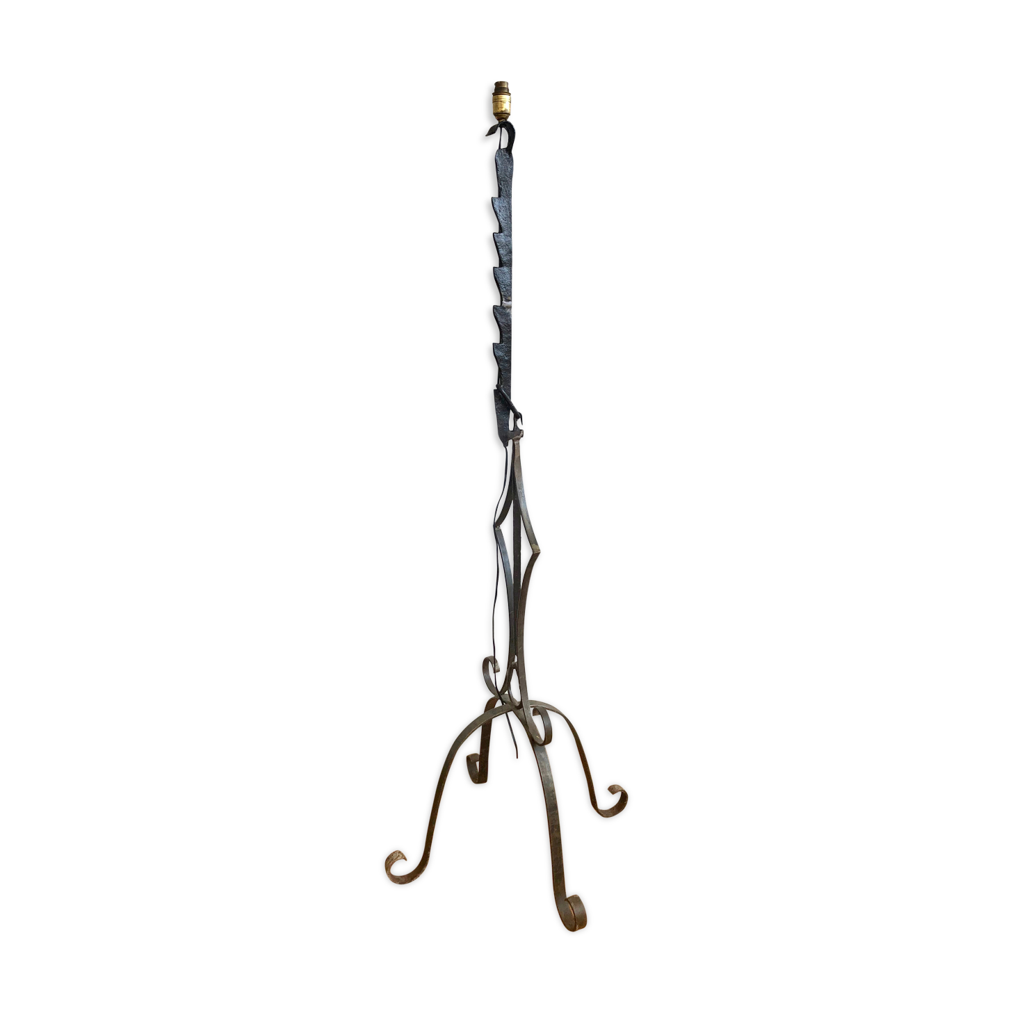 Brutalist wrought iron lamp post base Marolles workshop