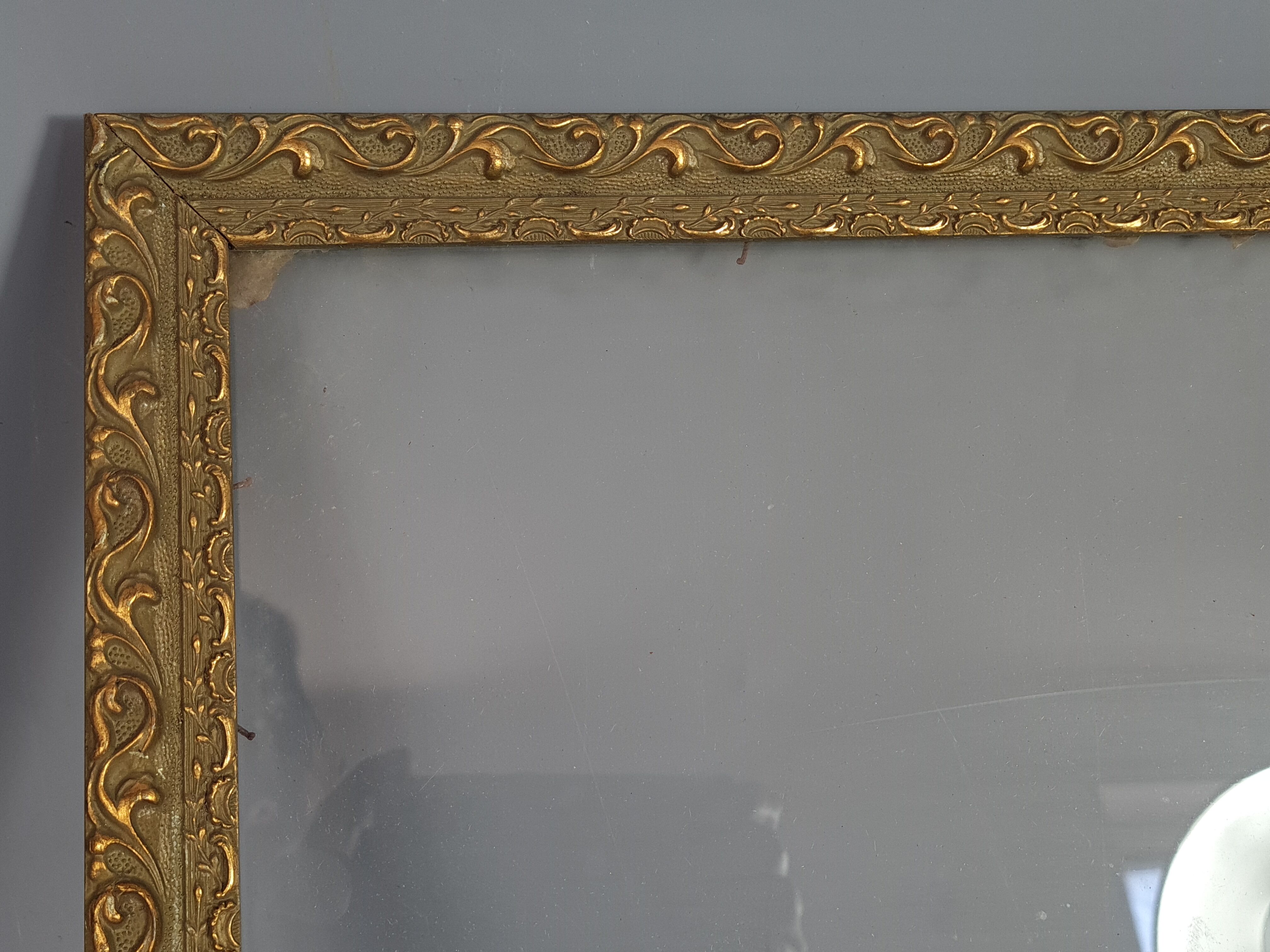 Old frame gilded stucco wood glass 46.5x35.5 cm, hardwood 41.7x32.7 cm SB