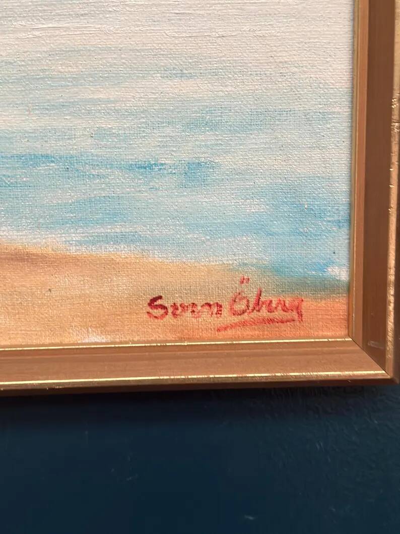 Original Swedish Oil on Canvas - "Côte" by Svan Öberg - Signed - Vintage and Framed - 49 x 38 cm (19.3" x 15")