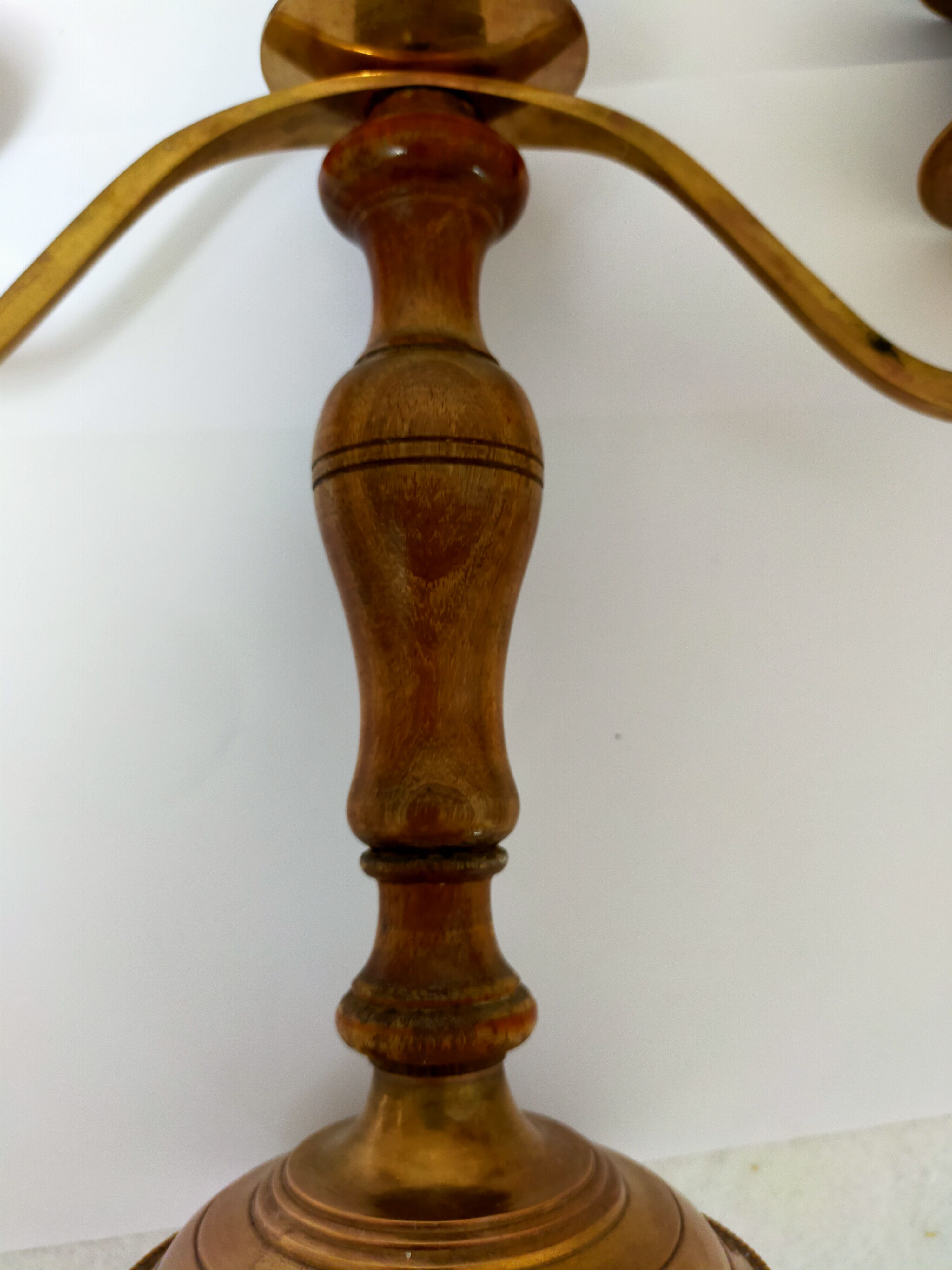 Wooden and brass chandelier