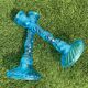 Pair of molded pressed blue glass candle holders