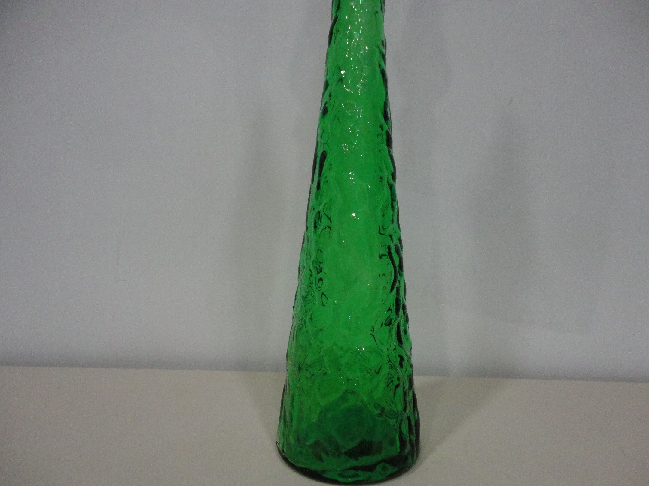 "Bumpy" green Italian glass carafe