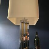 large table lamp in brass and chrome "Skyscraper" by B D Lumica in the style of Willy Rizzo, Spain, 1970s.