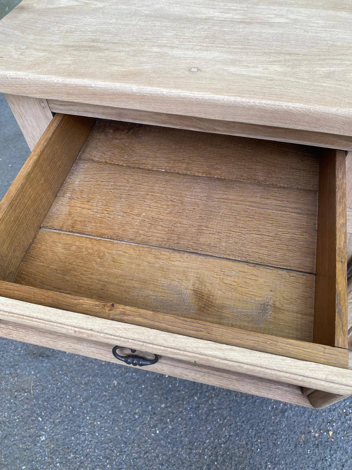 Stripped oak enfilade from 1950, 232cm.