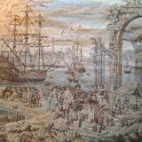 Old wall tapestry "Harbour Scene" The Woven Arts of France