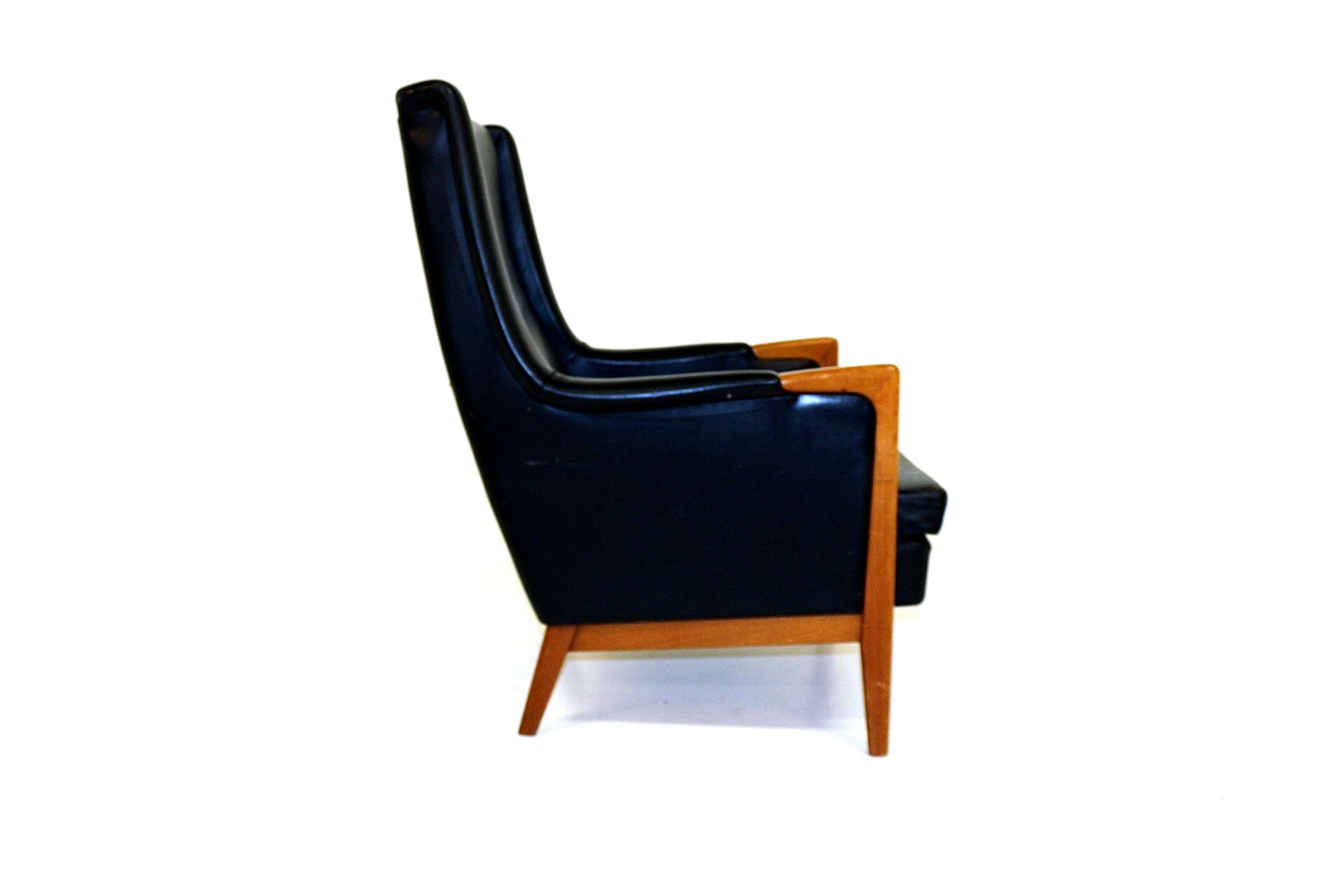 Patinated leather armchair, Sweden, 1960