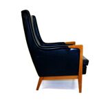 Patinated leather armchair, Sweden, 1960