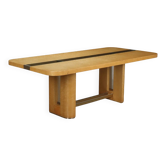Vintage table in thuya burl veneer, brass, glass, Italy, 1970s-80s.