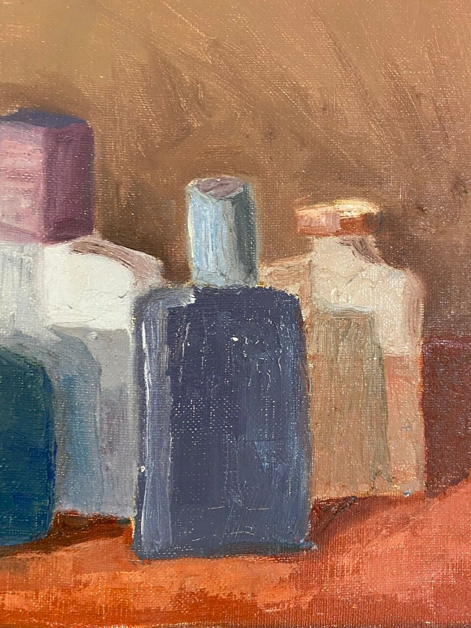 Old painting, still life with bottles, signed Milliquet (1896-1982)
