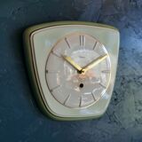 Vintage ceramic clock asymmetrical silent wall clock "Diehl golden green"