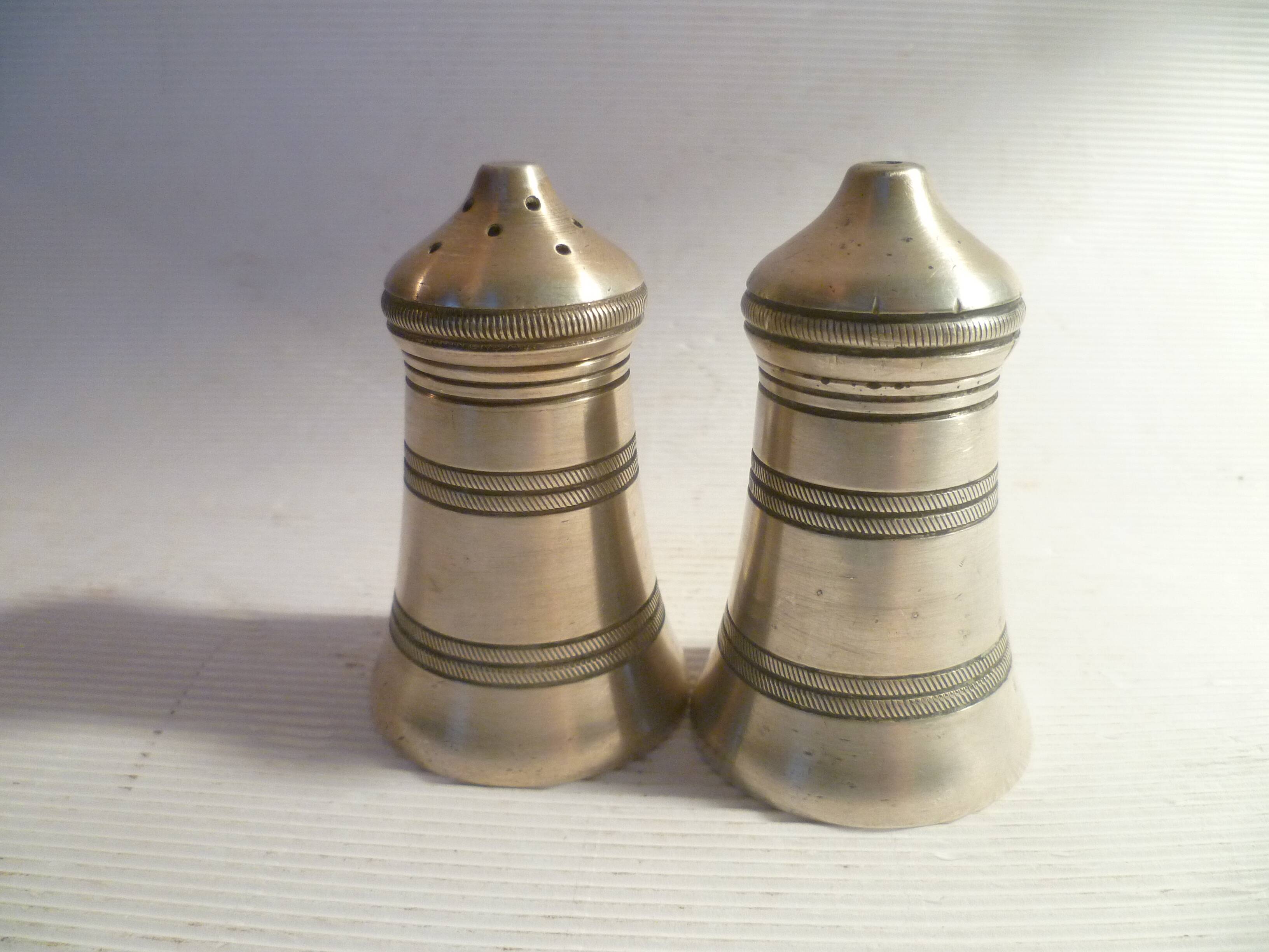 Service condiments sel/poivre salerons en met.argente sheffield