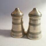 Service condiments sel/poivre salerons en met.argente sheffield