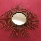 Miroir rotin bambou vintage années 60