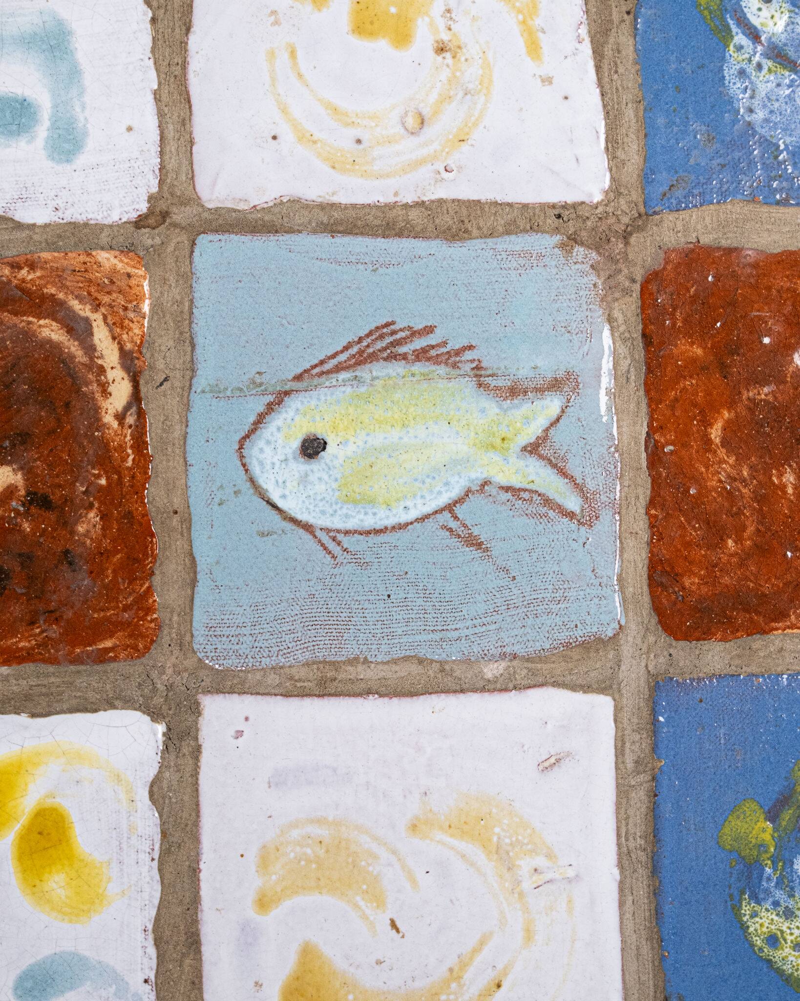 Wrought iron and ceramic coffee table, French work, 2013