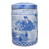 Vintage porcelain China pot covered white blue décor